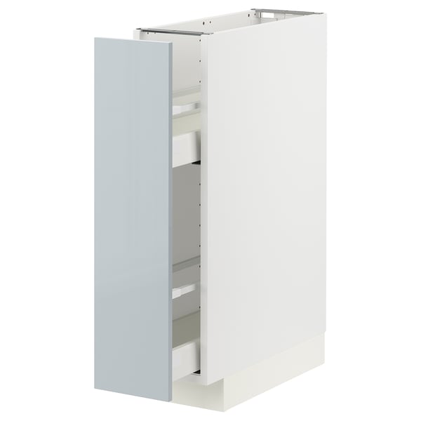 METOD / MAXIMERA base cabinet/pull-out int fittings, white/Kallarp light grey-blue, 20x60 cm
