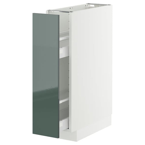 METOD / MAXIMERA - METOD / MAXIMERA Base cabinet/pull-out int fittings, white/Kallarp high-gloss dark grey-green, 20x60 cm