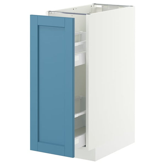 METOD / MAXIMERA base cabinet and pull-out accessories, white/Lerhyttan blue, 30x60 cm