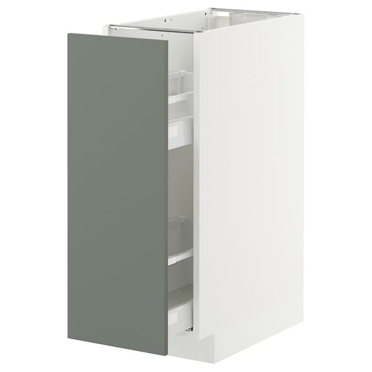 Ikea METOD / MAXIMERA - Base cabinet/pull-out int fittings, white/Nickebo matt grey-green, 30x60 cm