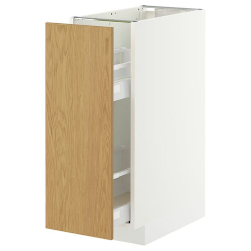 METOD / MAXIMERA base cabinet/pull-out int fittings, white/Sinarp oak veneer, 30x60 cm
