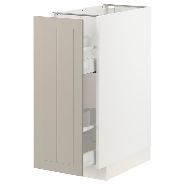 METOD / MAXIMERA - METOD / MAXIMERA Base cabinet/pull-out int fittings, white/Stensund beige, 30x60 cm