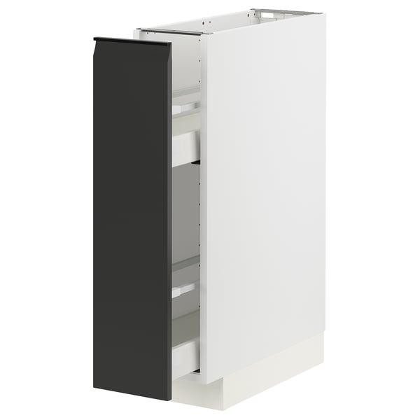METOD / MAXIMERA base cabinet/pull-out int fittings, white/Upplöv matt anthracite, 20x60 cm