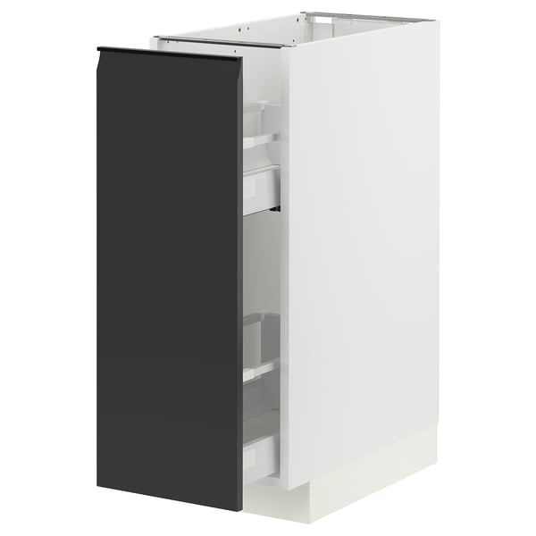 METOD / MAXIMERA - METOD / MAXIMERA Base cabinet/pull-out int fittings, white/Upplöv matt anthracite, 30x60 cm