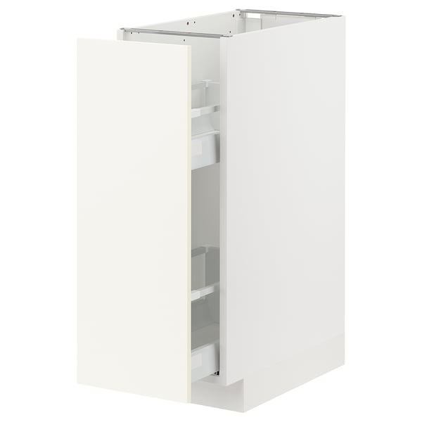 METOD / MAXIMERA - METOD / MAXIMERA Base cabinet/pull-out int fittings, white/Vallstena white, 30x60 cm