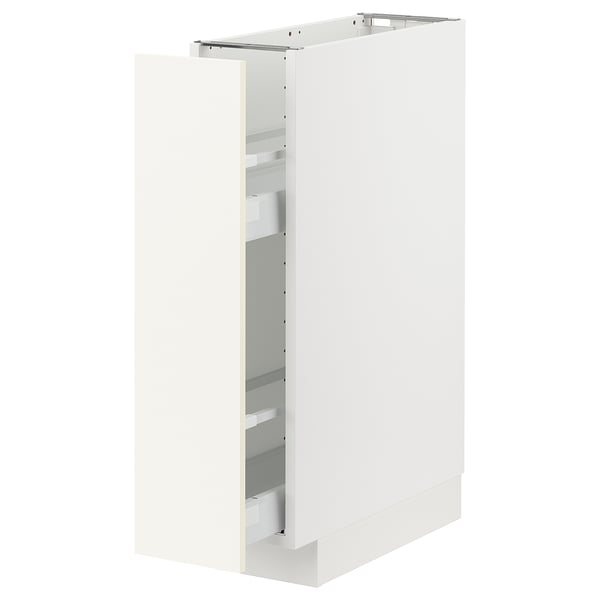 METOD / MAXIMERA - METOD / MAXIMERA Base cabinet/pull-out int fittings, white/Vallstena white, 20x60 cm