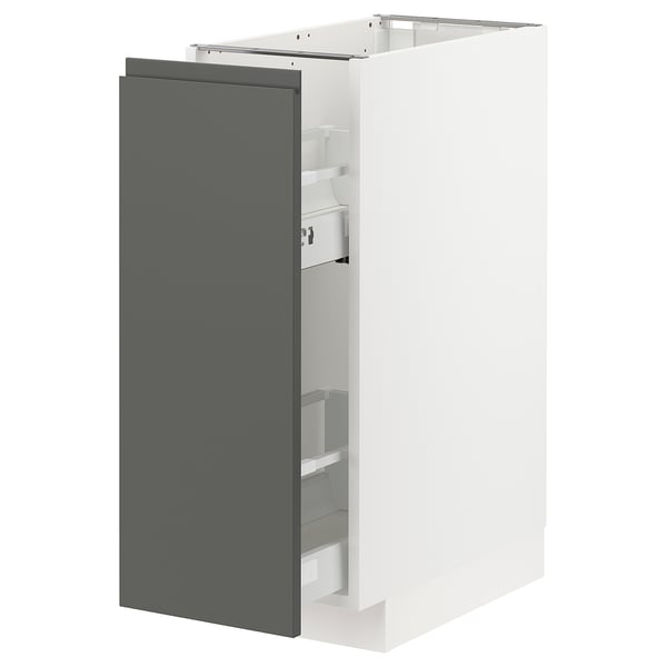METOD / MAXIMERA - METOD / MAXIMERA Base cabinet/pull-out int fittings, white/Voxtorp dark grey, 30x60 cm