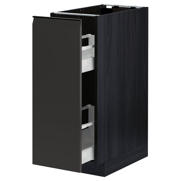 METOD / MAXIMERA base cabinet/pull-out int fittings, black/Upplöv matt anthracite