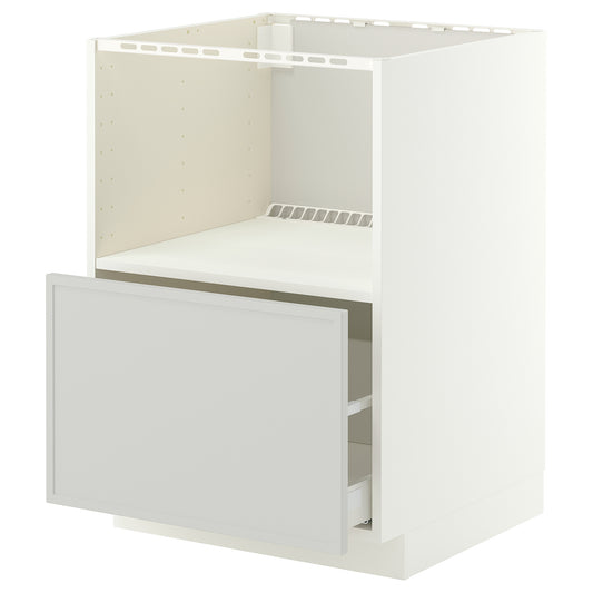 METOD / MAXIMERA base cabinet f built-in appliances, white/Aspudden light grey, 60x60 cm