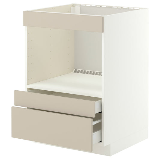 METOD / MAXIMERA base cabinet f built-in appliances, white/Havstorp beige, 60x60 cm