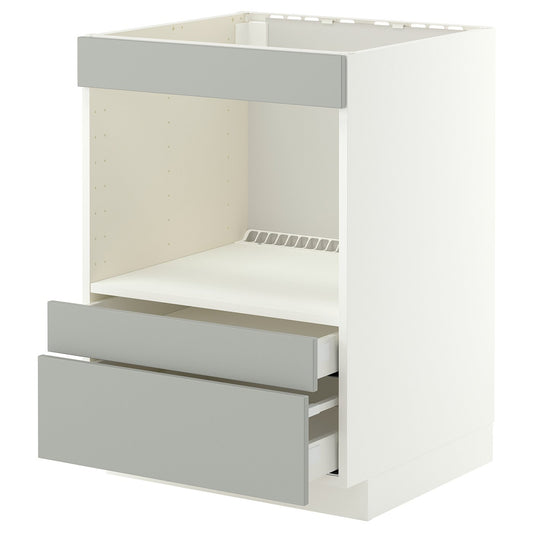 METOD / MAXIMERA base cabinet f built-in appliances, white/Havstorp light grey, 60x60 cm