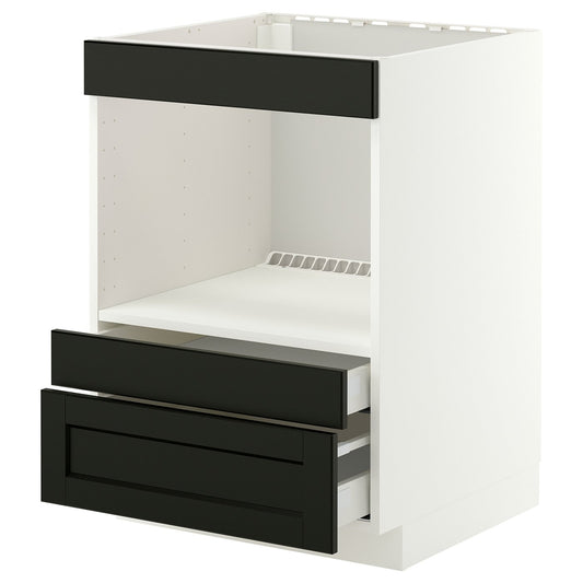 METOD / MAXIMERA base cabinet f built-in appliances, white/Lerhyttan black stained, 60x60 cm