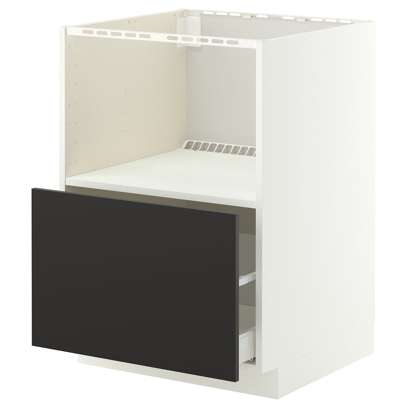 METOD / MAXIMERA base cabinet f built-in appliances, white/Nickebo matt anthracite, 60x60 cm