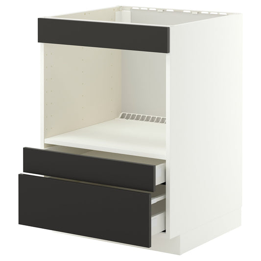METOD / MAXIMERA base cabinet f built-in appliances, white/Nickebo matt anthracite, 60x60 cm