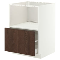 METOD / MAXIMERA base cabinet f built-in appliances, white/Sinarp brown, 60x60 cm