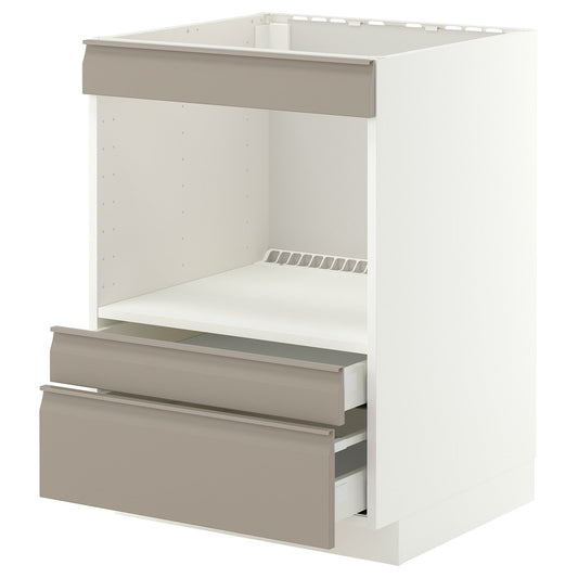 METOD / MAXIMERA base cabinet f built-in appliances, white/Upplöv matt dark beige, 60x60 cm