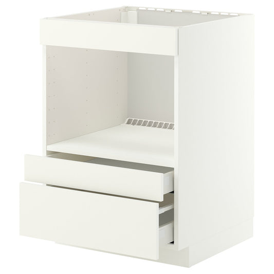 METOD / MAXIMERA base cabinet f built-in appliances, white/Vallstena white, 60x60 cm