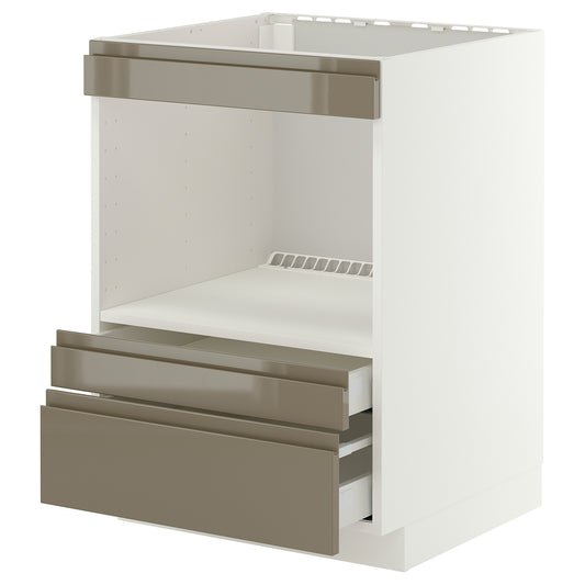 METOD / MAXIMERA base cabinet f built-in appliances, white/Voxtorp high-gloss dark grey-brown, 60x60 cm