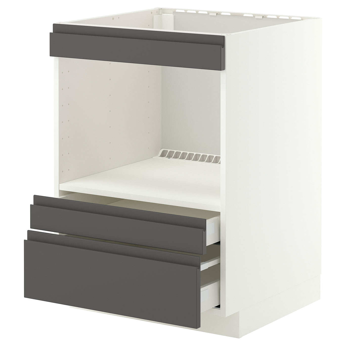 METOD / MAXIMERA base cabinet f built-in appliances, white/Voxtorp dark grey, 60x60 cm