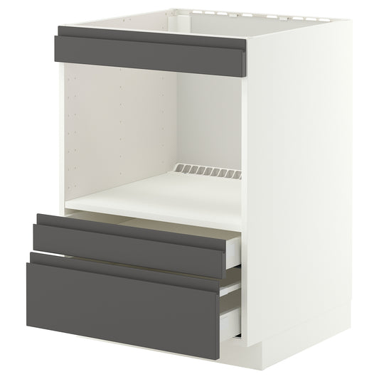 METOD / MAXIMERA base cabinet f built-in appliances, white/Voxtorp dark grey, 60x60 cm