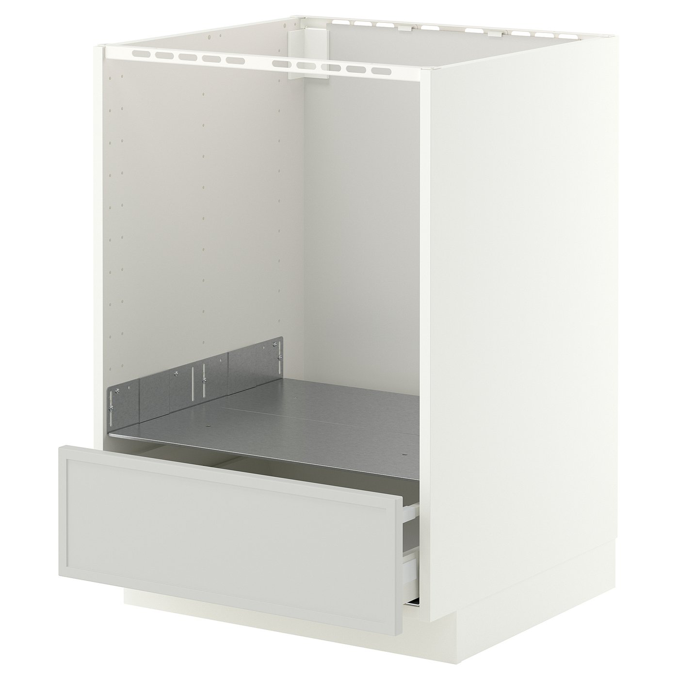 METOD / MAXIMERA base cabinet for oven with drawer, white/Aspudden light grey, 60x60 cm