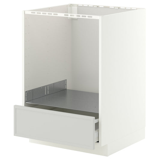 METOD / MAXIMERA base cabinet for oven with drawer, white/Aspudden light grey, 60x60 cm