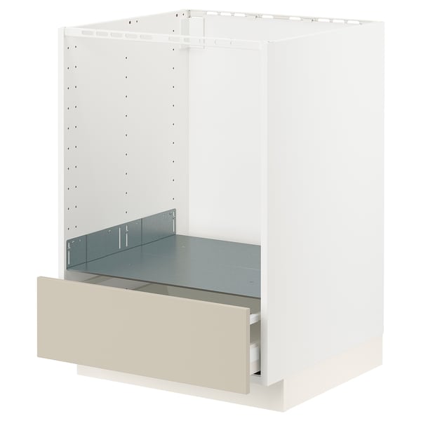 METOD / MAXIMERA base cabinet for oven with drawer, white/Havstorp beige, 60x60 cm