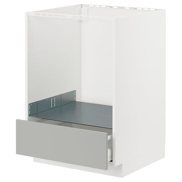 METOD / MAXIMERA base cabinet for oven with drawer, white/Havstorp light grey, 60x60 cm