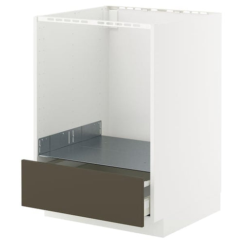 METOD / MAXIMERA - METOD / MAXIMERA Base cabinet for oven with drawer, white/Havstorp brown-beige, 60x60 cm