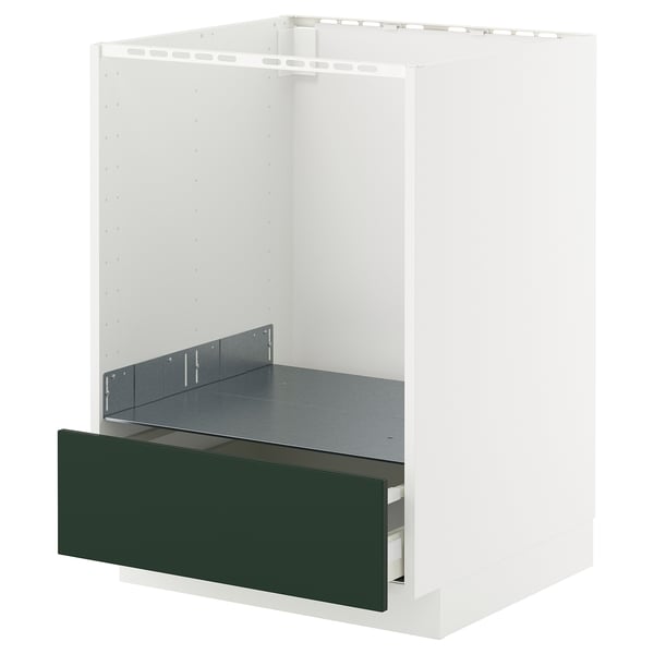 METOD / MAXIMERA - METOD / MAXIMERA Base cabinet for oven with drawer, white/Havstorp deep green, 60x60 cm