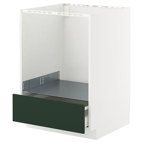 METOD / MAXIMERA - METOD / MAXIMERA Base cabinet for oven with drawer, white/Havstorp deep green, 60x60 cm