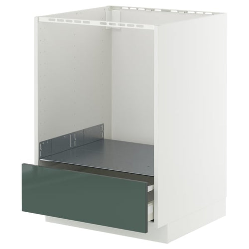METOD / MAXIMERA - METOD / MAXIMERA Base cabinet for oven with drawer, white/Kallarp high-gloss dark grey-green, 60x60 cm