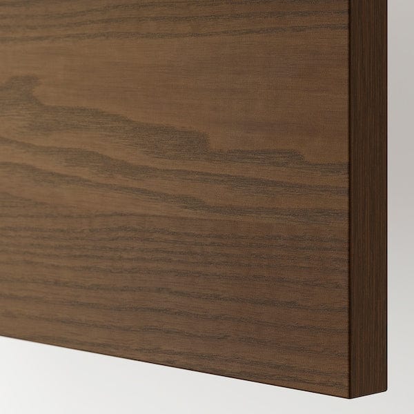 Ikea METOD / MAXIMERA - Oven base cabinet with drawer, white/Stenstaff dark brown ash veneer,60x60 cm