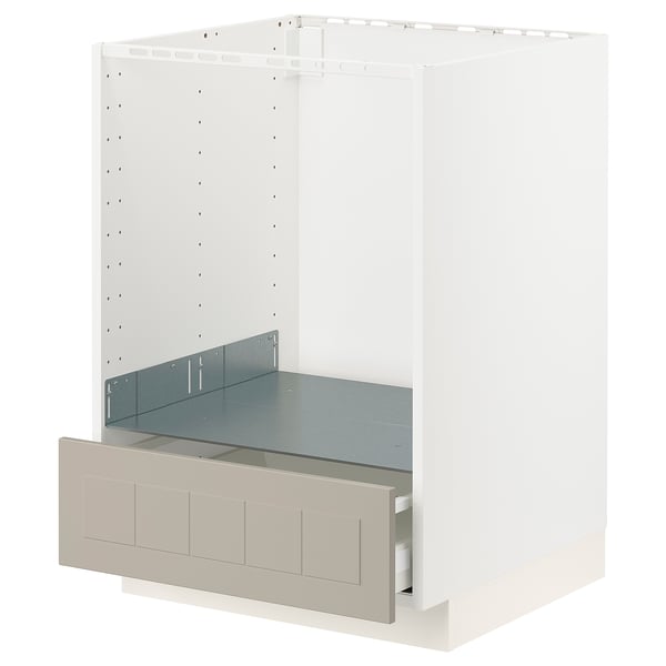 METOD / MAXIMERA - METOD / MAXIMERA Base cabinet for oven with drawer, white/Stensund beige, 60x60 cm