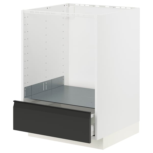 METOD / MAXIMERA base cabinet for oven with drawer, white/Upplöv matt anthracite, 60x60 cm