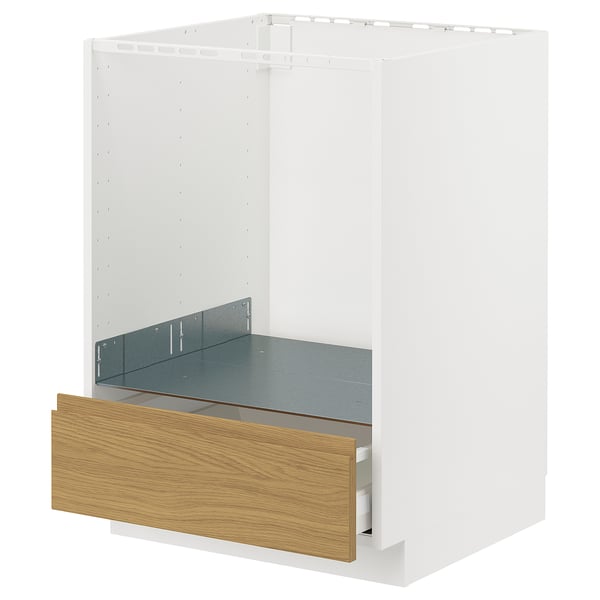 METOD / MAXIMERA base cabinet for oven with drawer, white/Voxtorp oak effect, 60x60 cm