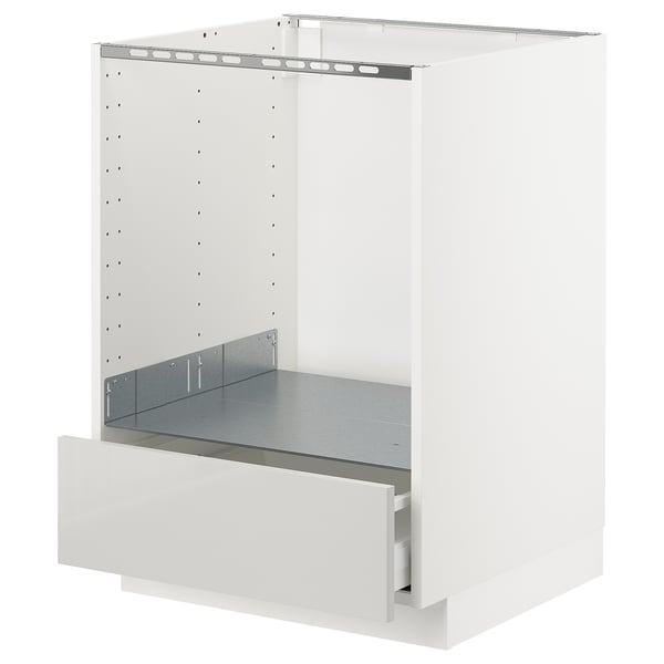 METOD / MAXIMERA base cabinet for oven with drawer, white/Ringhult light grey, 60x60 cm