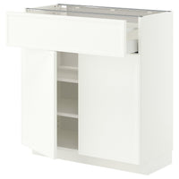 METOD / MAXIMERA base cabinet with drawer/2 doors, white/Aspudden matt white, 80x37 cm