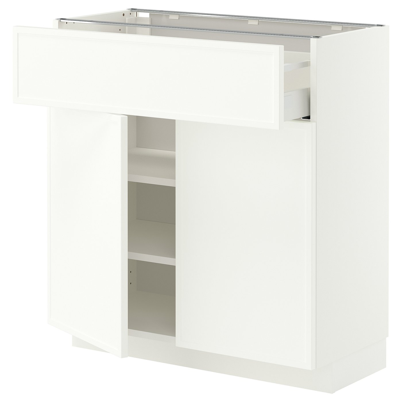 METOD / MAXIMERA base cabinet with drawer/2 doors, white/Aspudden matt white, 80x37 cm