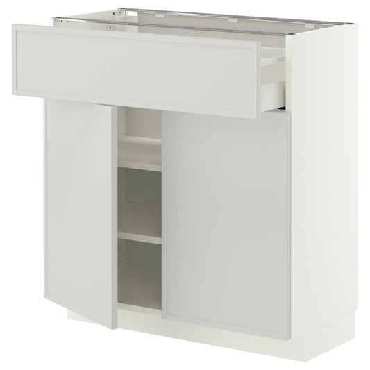 METOD / MAXIMERA base cabinet with drawer/2 doors, white/Aspudden light grey, 80x37 cm