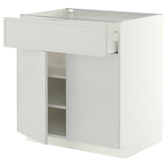 METOD / MAXIMERA base cabinet with drawer/2 doors, white/Aspudden light grey, 80x60 cm