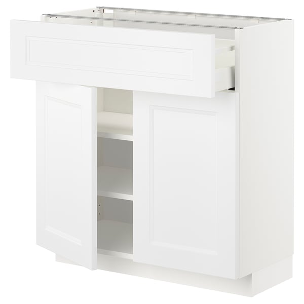 METOD / MAXIMERA base cabinet with drawer/2 doors, white/Axstad matt white, 80x37 cm