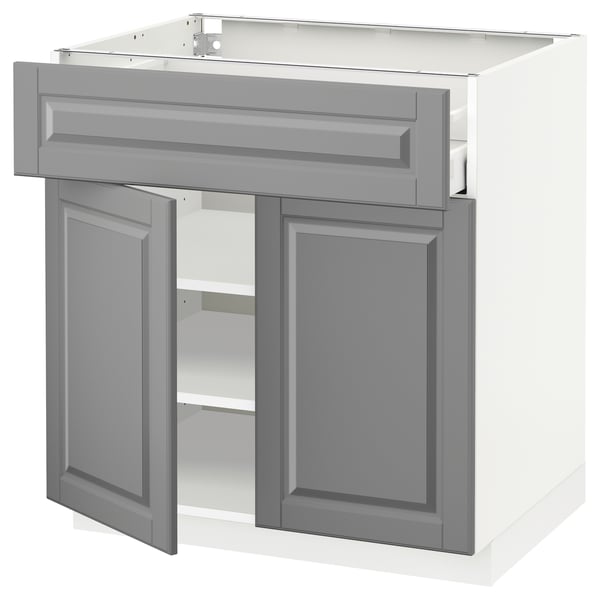 METOD / MAXIMERA - METOD / MAXIMERA Base cabinet with drawer/2 doors, white/Bodbyn grey, 80x60 cm