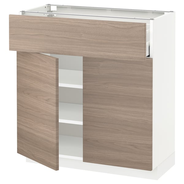 METOD / MAXIMERA base cabinet with drawer/2 doors, white/Brokhult light grey