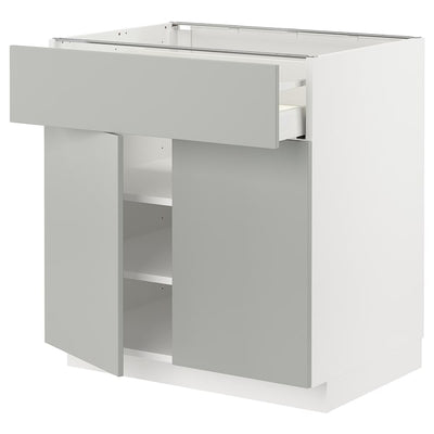 METOD / MAXIMERA - Cabinet with drawer/2 doors, white/Havstorp light grey,80x60 cm