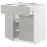 METOD / MAXIMERA base cabinet with drawer/2 doors, white/Havstorp light grey, 80x60 cm