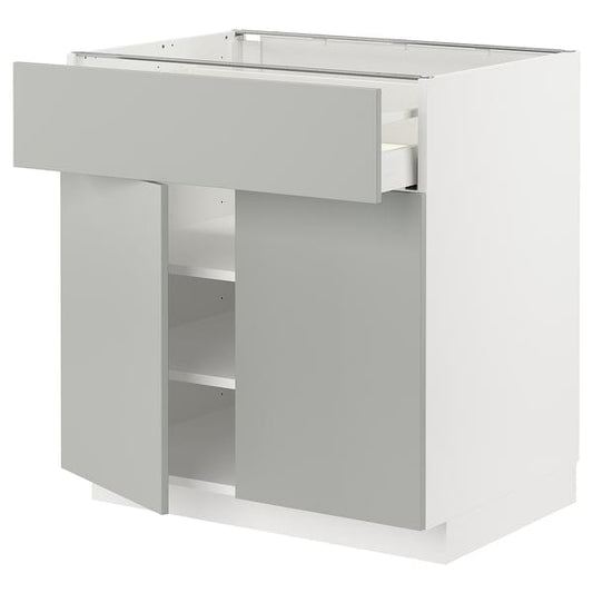 Ikea METOD / MAXIMERA - Base cabinet with drawer/2 doors, white/Havstorp light grey, 80x60 cm