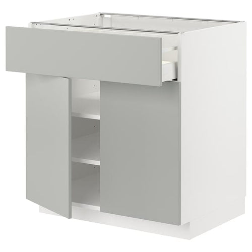 METOD / MAXIMERA - METOD / MAXIMERA Base cabinet with drawer/2 doors, white/Havstorp light grey, 80x60 cm