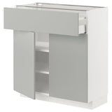 METOD / MAXIMERA base cabinet with drawer/2 doors, white/Havstorp light grey, 80x37 cm