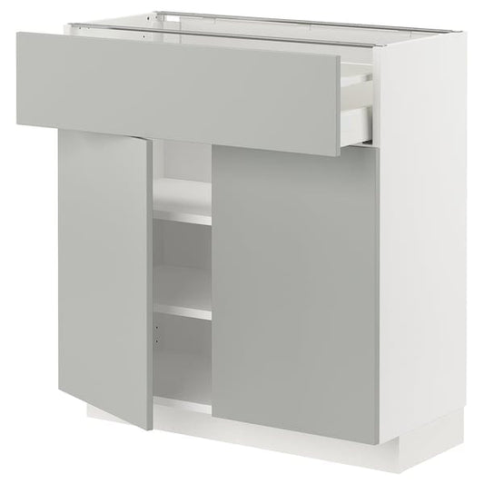 Ikea METOD / MAXIMERA - Base cabinet with drawer/2 doors, white/Havstorp light grey, 80x37 cm